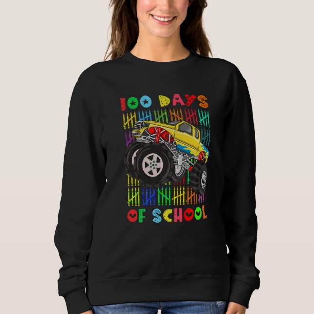Boys 100th Day of School Monster Truck 100 Days Sm Sweatshirt (Vorderseite)
