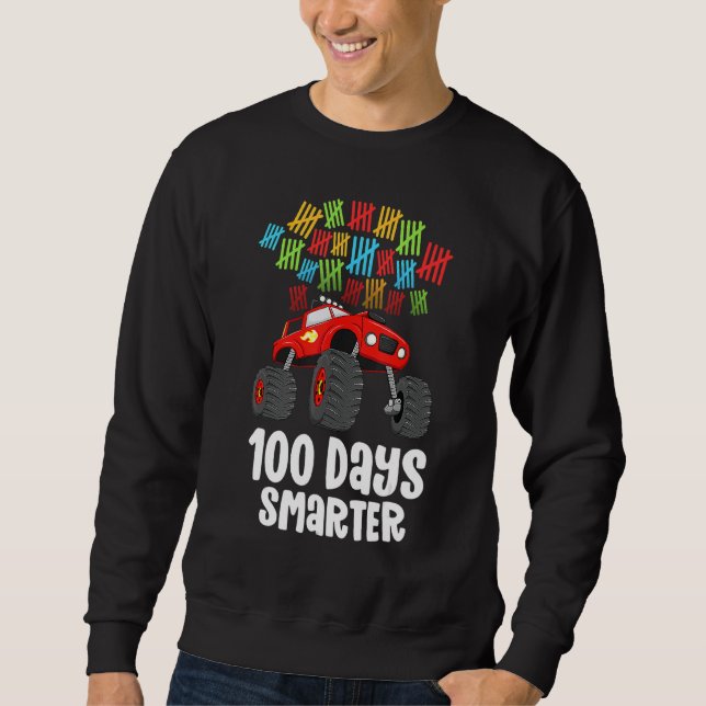 Boys 100th Day of School  Monster Truck 100 Smarte Sweatshirt (Vorderseite)