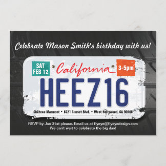 Boy's 16. Geburtstag Kalifornien Lizenz Einladung