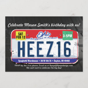 Boys 16. Geburtstags-Ohio-Einladung Einladung