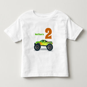 Boys 2. Geburtstag MONSTER TRUCK Name Kleinkind T-shirt