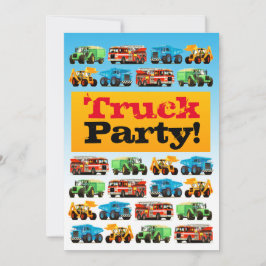 Boys 3. Geburtstags-Party für den Bau von LKW Einladung