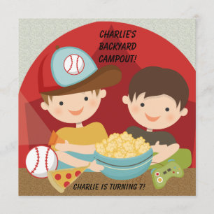 Boys Backyard Campout Geburtstag Einladungen
