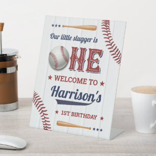 Boys Baseball 1. Geburtstag Willkommen Sockelschild