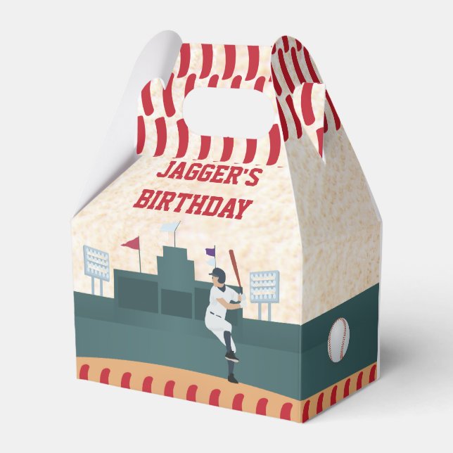 Boys Baseball Themed Gastgeschenk Box Geschenkschachtel (Vorderseite)