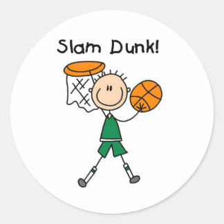 Boys Basketball Slam Dunk Runder Aufkleber