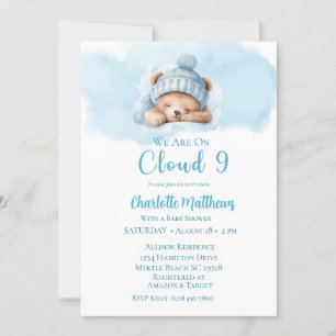 Boys Bear Bear Cloud Nine 9 Babydusche Einladung