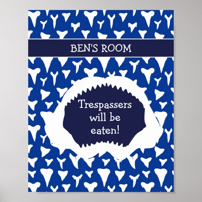Boys Bedroom Funny Shark Behalte Außenseiter Poster (Vorne)