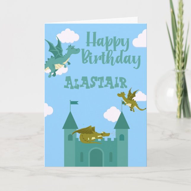 Boys Birthday Dragon Card Karte (Vorderseite)