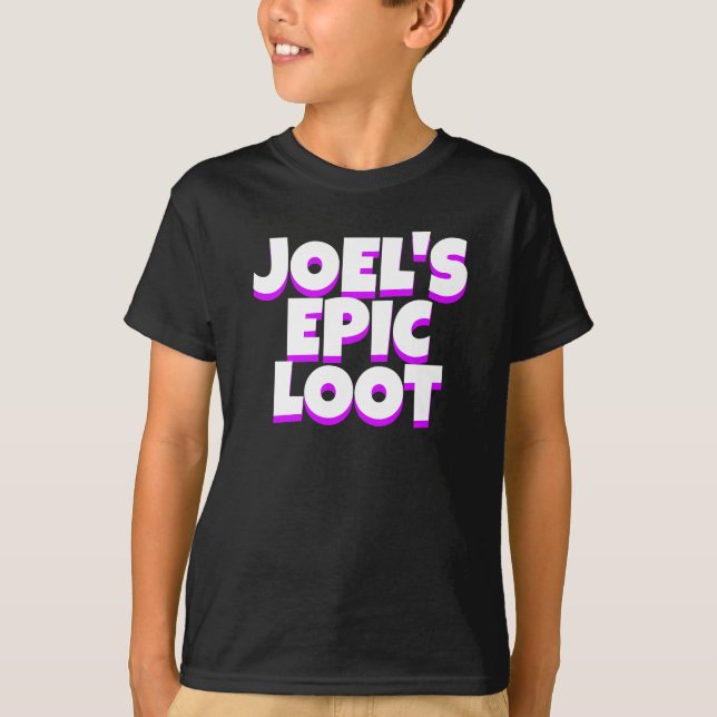 Boys Birthday Epic Loot Gamer Name Lila Slogan T-Shirt (Vorderseite)