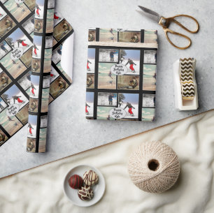 Boys Birthday Foto Collage Personalisiert Geschenkpapier