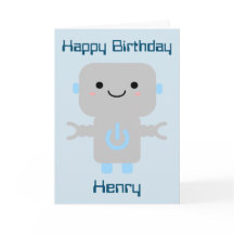 Boys Birthday Niedlich Cartoon Robot Rocket