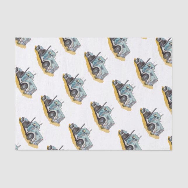 Boys Birthday Party Blue Semi Truck Seidenpapier (Vorderseite)