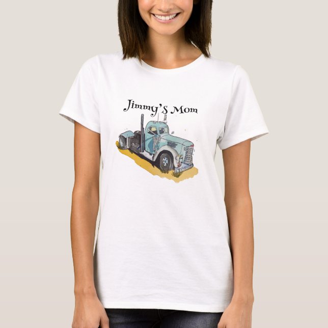 Boys Birthday Party Blue Semi Truck T-Shirt (Vorderseite)