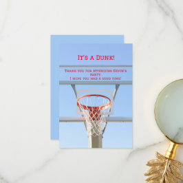 Boys Birthday Party Blue Sky Basketball Hoop Dankeskarte