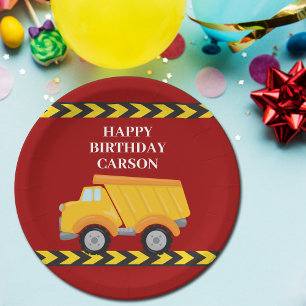 Boys Birthday Party Custom Red Dump Truck Pappteller