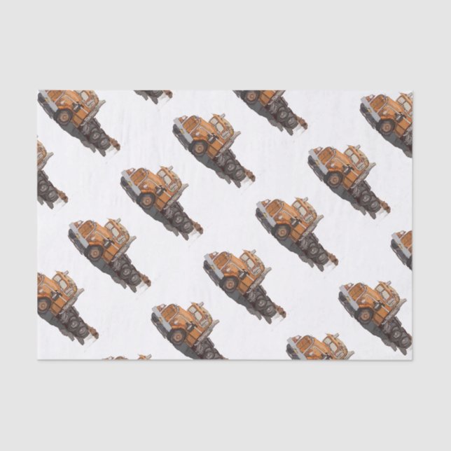 Boys Birthday Party Orange Semi Truck Seidenpapier (Vorderseite)