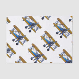 Boys birthday party with blue and yellow biplane seidenpapier