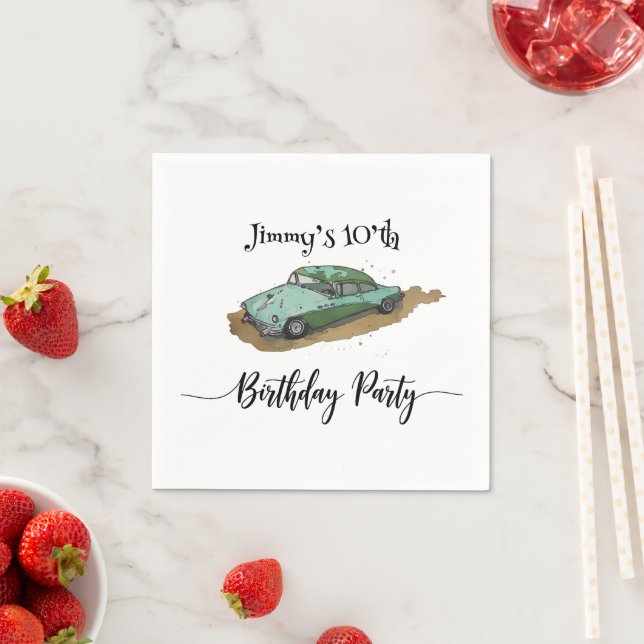 Boys birthday party with two toned sedan serviette (Beispiel)