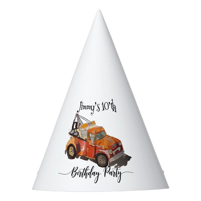 Boys Birthday party with wrecker Partyhütchen (Vorderseite)