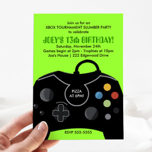 BOYS Birthday Video Game Station Party Einladung
