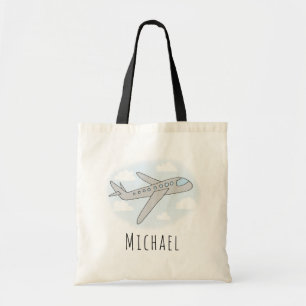 Boys Blue Airplane Reisedesign mit Namen Tragetasche