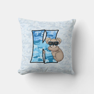 Boys Blue Camouflage Koala Letter K Mit Monogramm Kissen