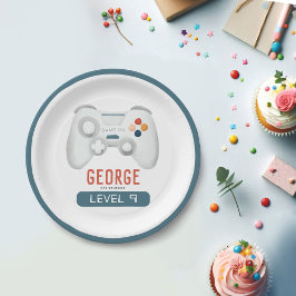 Boys Blue Cool Gaming Kindergeburtstag Pappteller