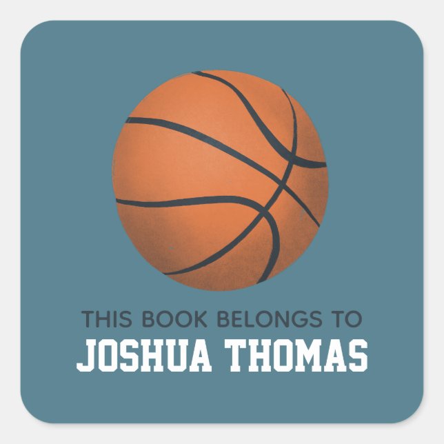 Boys Blue Dieses Buch gehört zu Basketball Kids Quadratischer Aufkleber (Vorderseite)