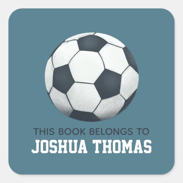 Boys Blue Dieses Buch gehört zu Fußball-Kinder Quadratischer Aufkleber (Vorderseite)