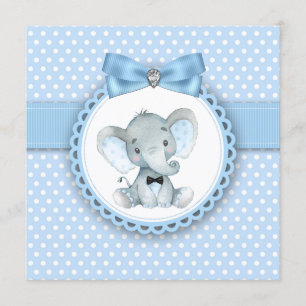 Boys Blue Elephant Baby Shower Einladungen