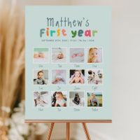 Boys Blue First Year Birthday Foto Collage