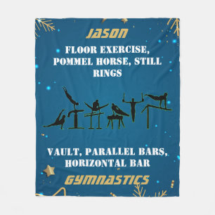 Boys Blue Gold Winter Gymnastik Personalisiert Fleecedecke