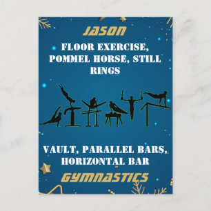 Boys Blue Gold Winter Gymnastik Personalisiert Postkarte