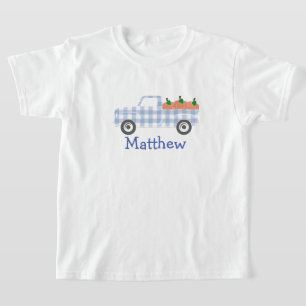 Boys Blue Kariert Truck mit Pumpkins T-Shirt