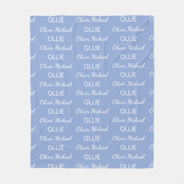 Boys Blue Personalisierte Schrift Name Fleecedecke (Vorderseite)