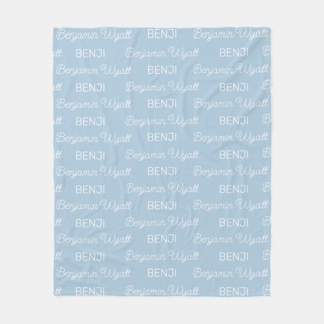 Boys Blue Personalisierte Schrift Name Fleecedecke (Vorderseite)