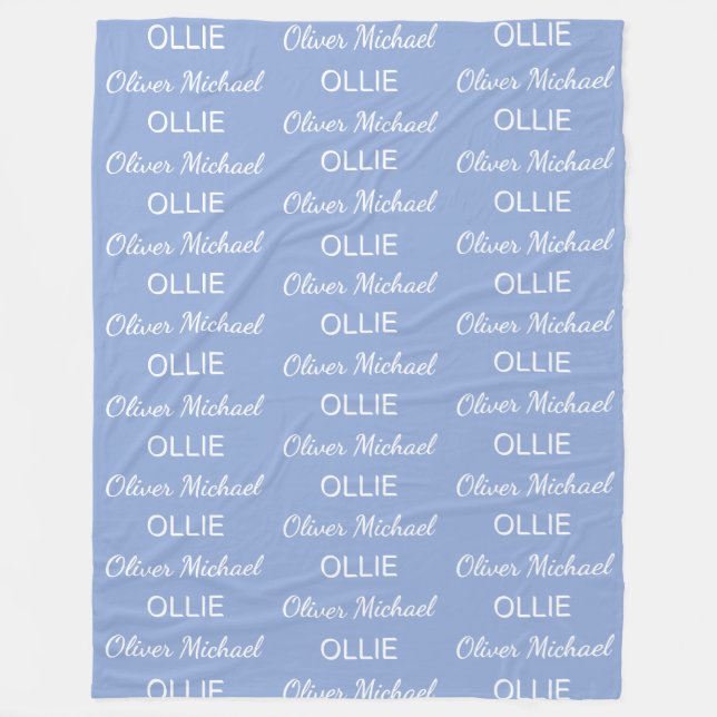 Boys Blue Personalisierte Schrift Name Fleecedecke (Vorderseite)