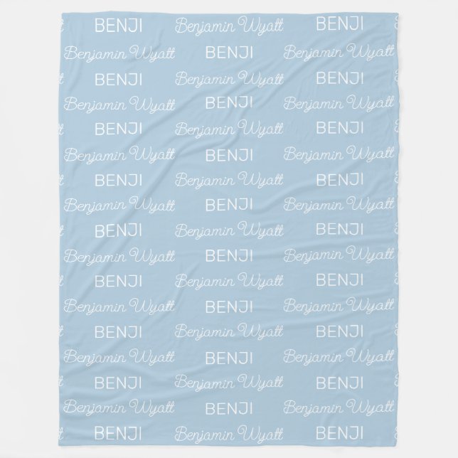 Boys Blue Personalisierte Schrift Name Fleecedecke (Vorderseite)