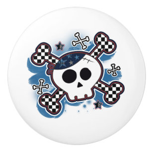 Boys Blue Pirate Skull Crossbones Punk Dresser Keramikknauf