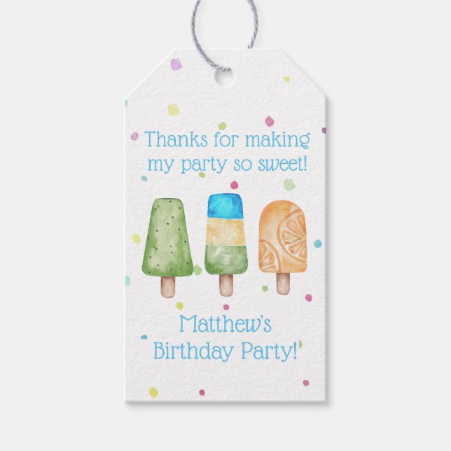 Boys Blue Popsicle Birthday Favor Tag Geschenkanhänger (Vorderseite)
