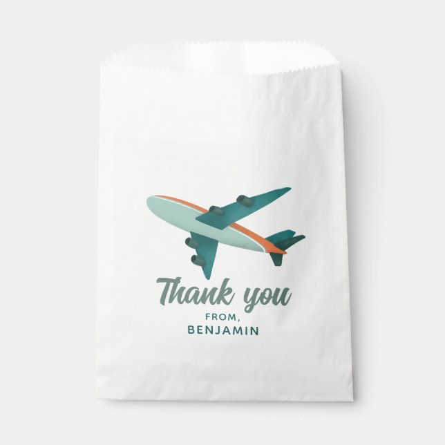 Boys Blue Reiseflugzeug Kindergeburtstag Geschenktütchen (Vorderseite)