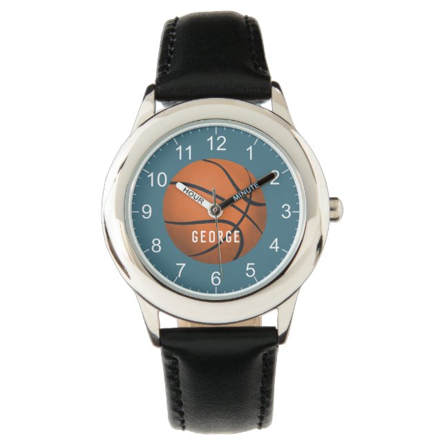 Boys Blue Sports Basketball Kinder Armbanduhr (Vorderseite)
