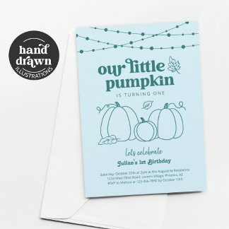 Boys Blue Unsere kleine Pumpkin erste Geburtstagsp Einladung