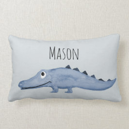 Boys Blue Watercolor Crocodile Safari Baby Kinderz Lendenkissen