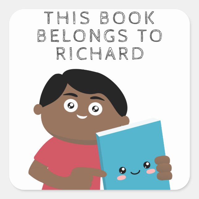 Boys Book Square Sticker (Vorderseite)