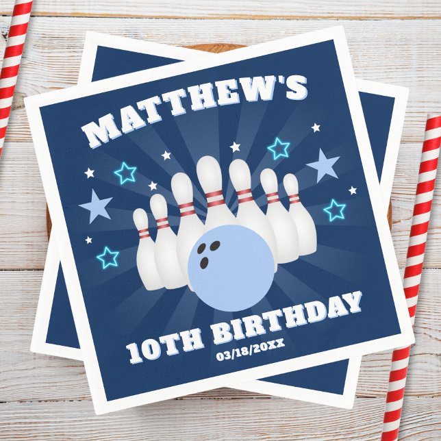 Boys Bowling Birthday Party Serviette (Von Creator hochgeladen)