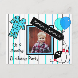 Boys Bowling Themed Birthday Party Einladung Postkarte