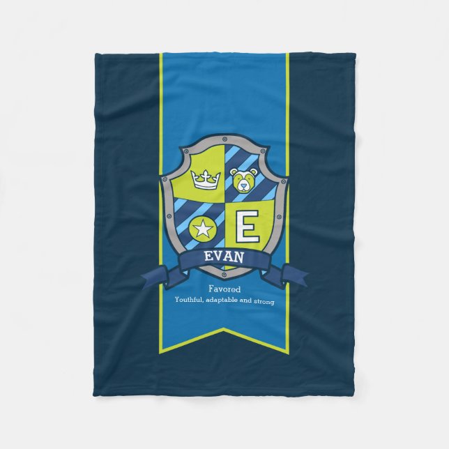 Boys Brief E Evan Name bedeutet Bärendecke Fleecedecke (Vorderseite)