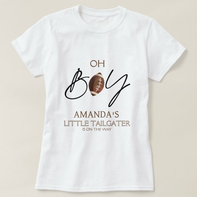 Boys Brown Football Baby Dusche T-Shirt (Design vorne)